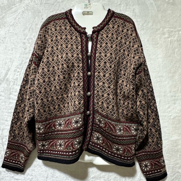 Dale of Norway Fair Isle Nordic Virgin Wool button down cardigan size XLarge - Picture 2 of 13